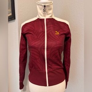 Puma Women's Burgundy and Cream Track Jacket